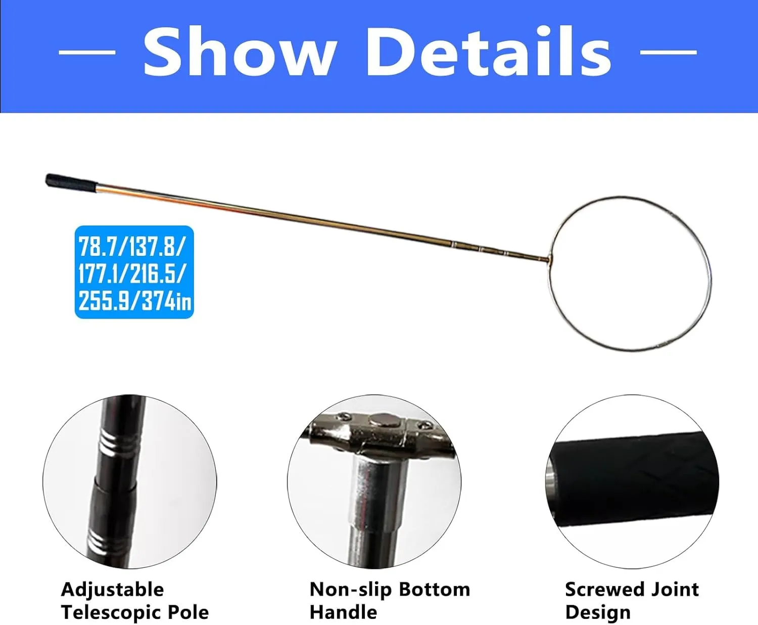 Lifesaving Pole Safety Emergency Hook Pole for Water Parks, Professional Salvage Rods/Marine Telescopic Pole, Lightweight Rescue Pole for Drowning Swimmers/Cleaning Walls(Life Hook 6.5m/255.