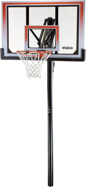 Lifetime 71799 Height Adjustable In Ground Basketball System, 50 Inch Shatterproof Backboard