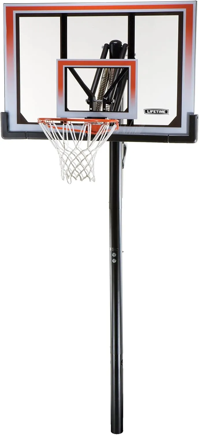 Lifetime 71799 Height Adjustable In Ground Basketball System, 50 Inch Shatterproof Backboard