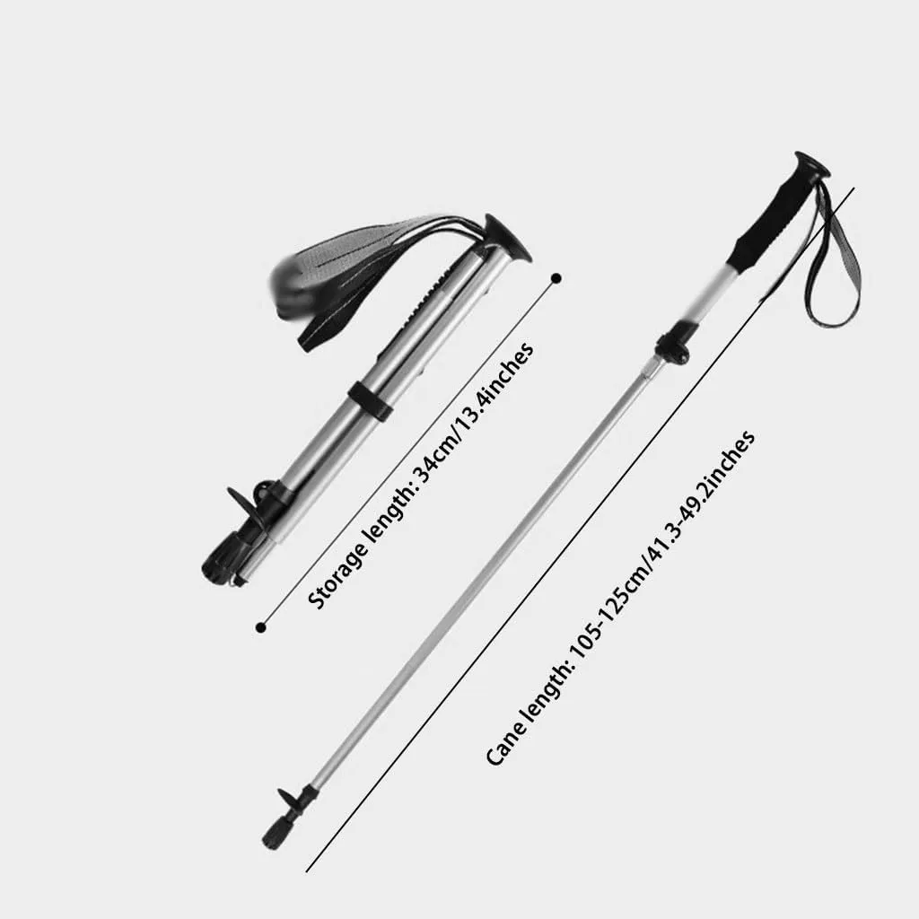 Lightweight Aluminum Alloy Trekking Pole, 5-Section Foldable and Retractable, Walking Sticks with EVA Handle   Metal Buckle, with Accessory Bag