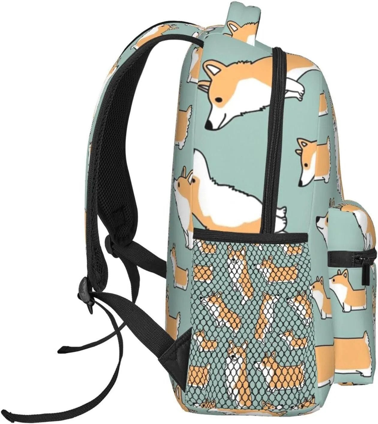 Lightweight Daypack Backpack for Trekking Work Running - Big Capacity Multipurpose Anti-Theft Bookbag, Funny Corgi Dogs Art Business Computer Bag