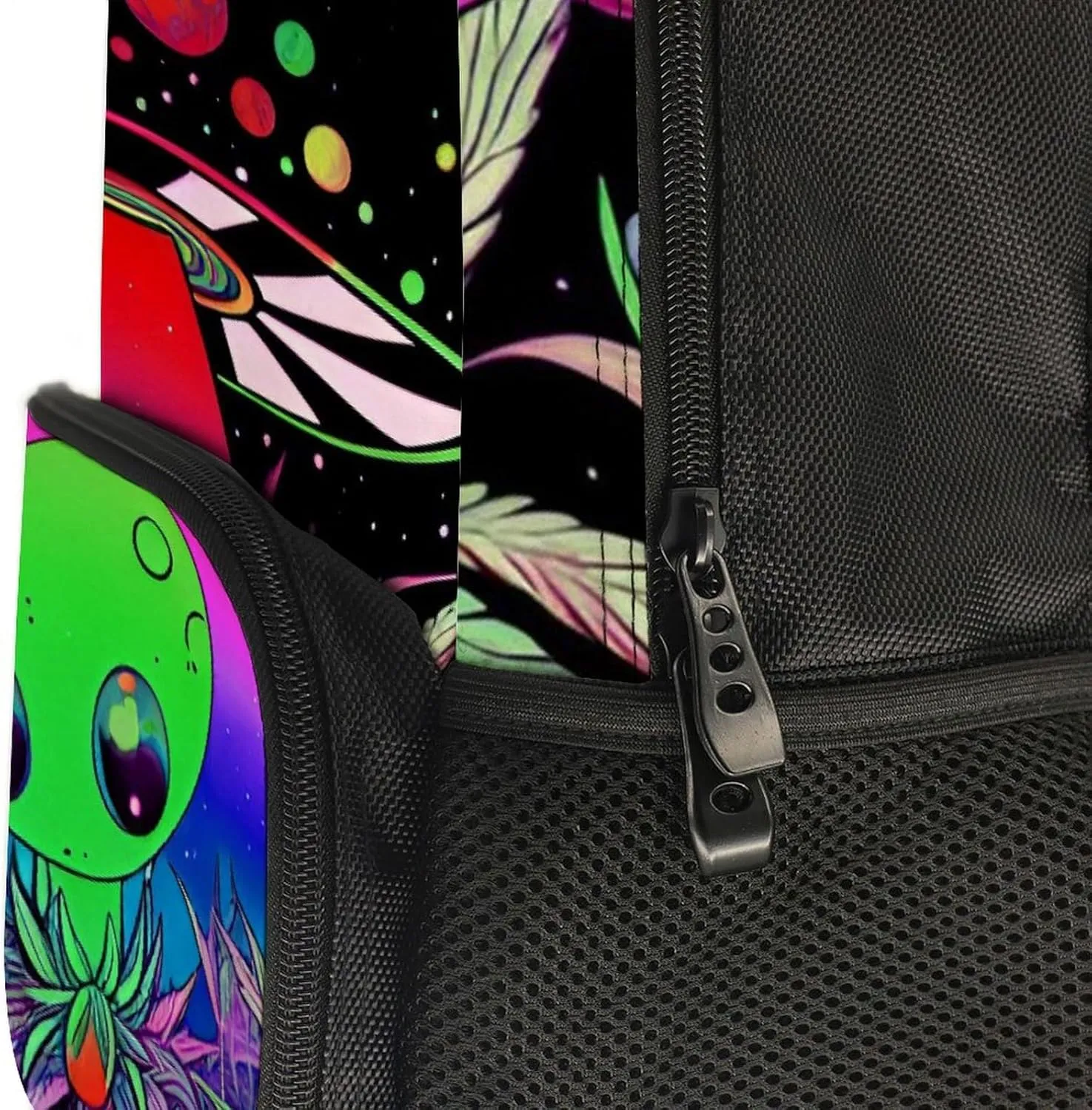 Lightweight Daypack Backpack for Trekking Work Running - Big Capacity Multipurpose Anti-Theft Bookbag, Psychedelic Space Alien Marijuanaweed Art Business Computer Bag