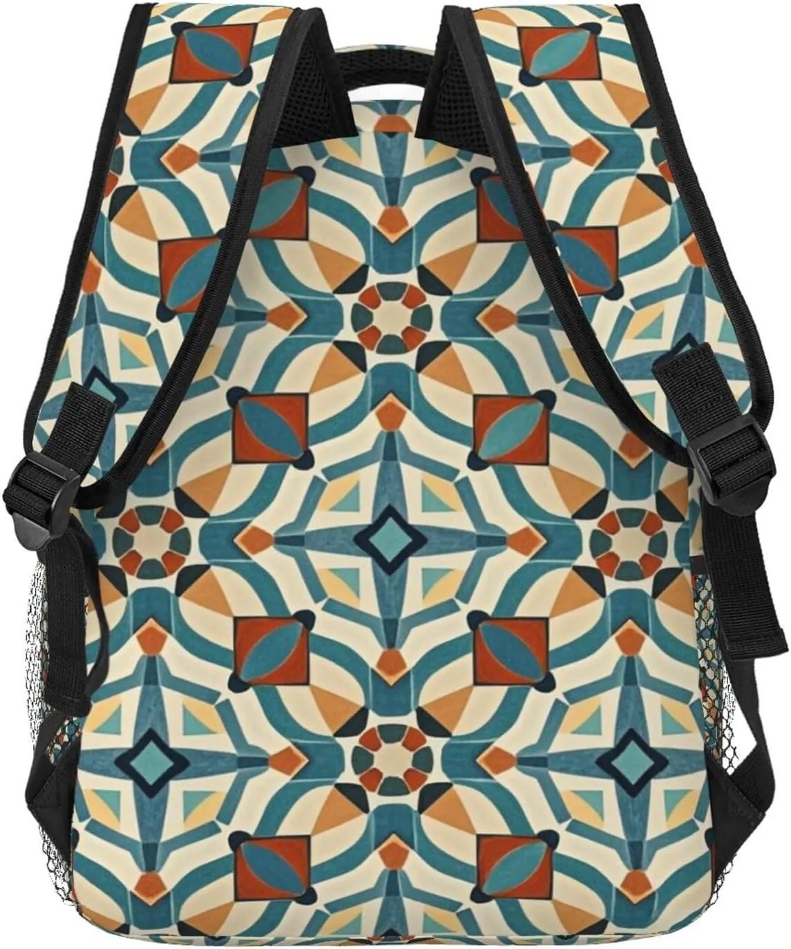 Lightweight Daypack Bookbag for Trekking Business Walking Cycling - Big Capacity Anti-Theft Multipurpose Carry On Bag, Colorful Black Geometric Stripes 80S 90S Style Art Business Computer Bag
