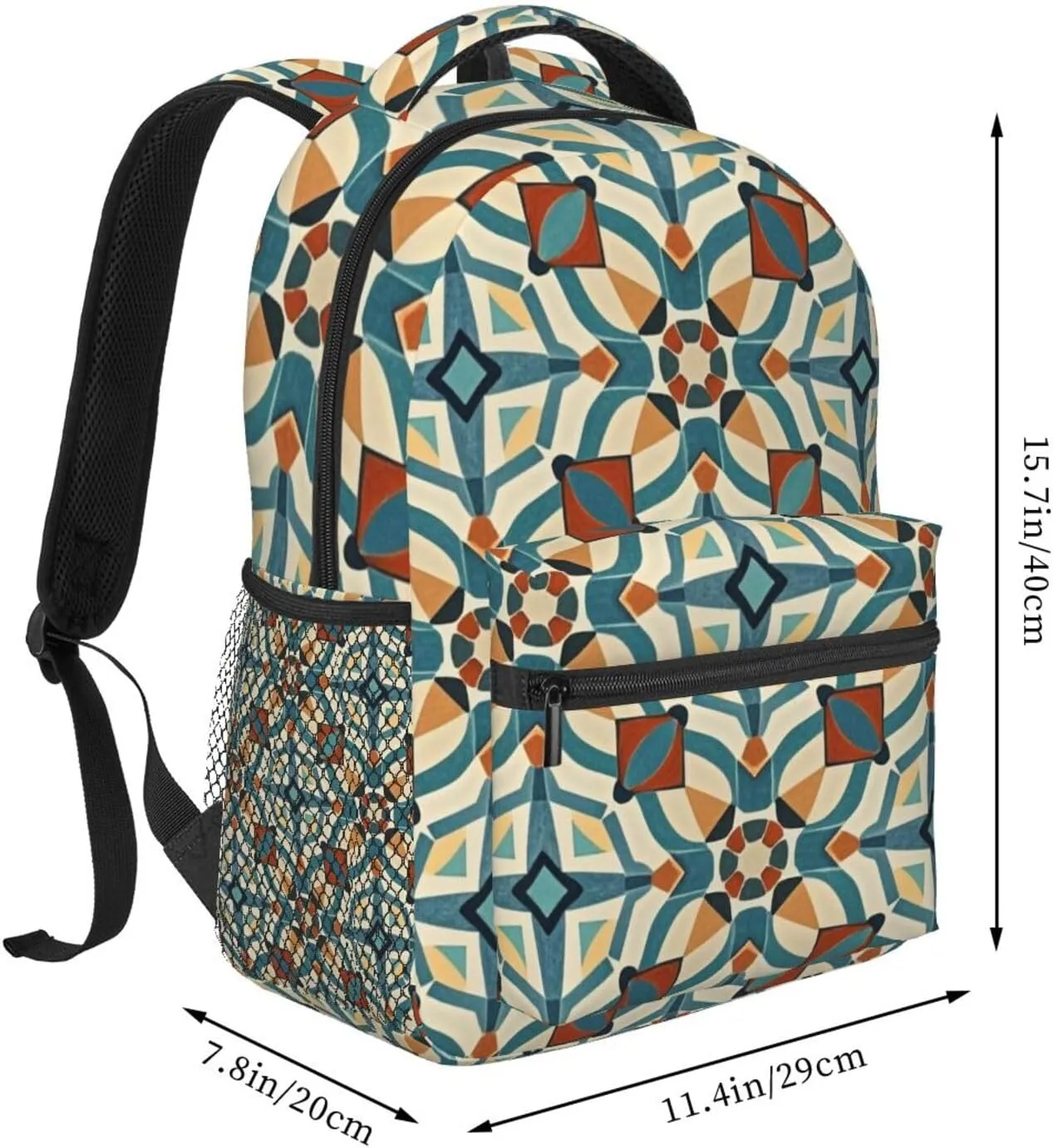 Lightweight Daypack Bookbag for Trekking Business Walking Cycling - Big Capacity Anti-Theft Multipurpose Carry On Bag, Colorful Black Geometric Stripes 80S 90S Style Art Business Computer Bag