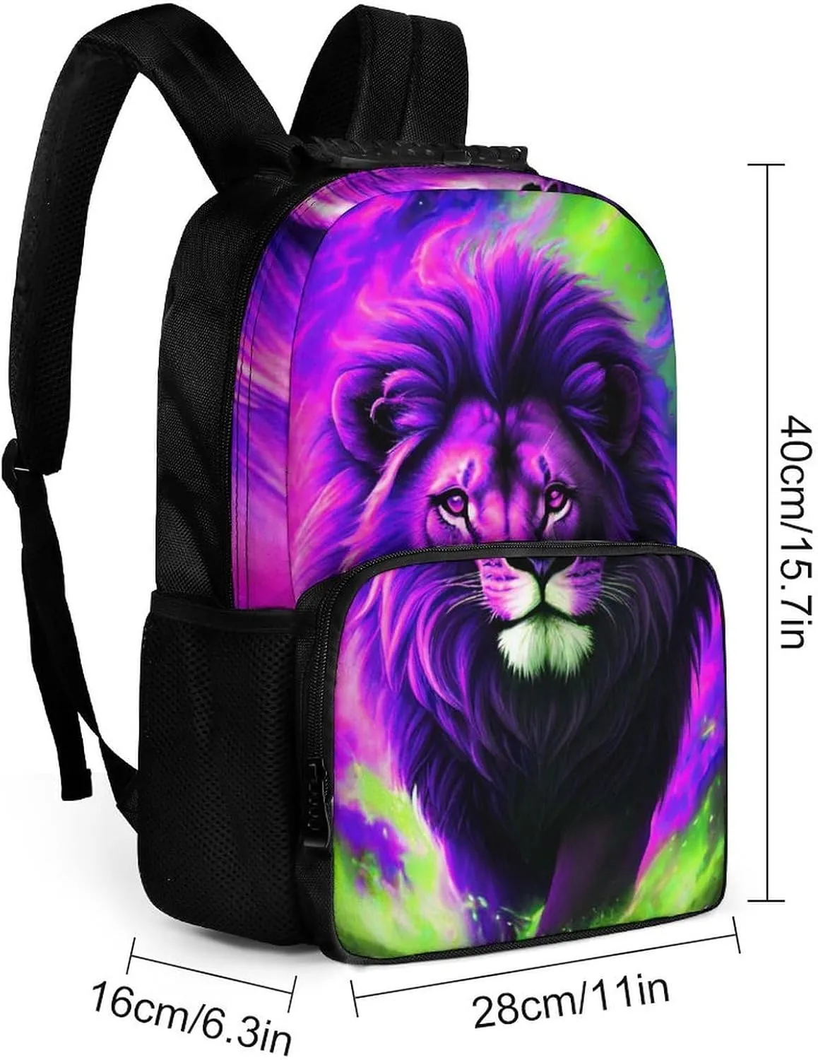 Lightweight Daypack Bookbag for Trekking Business Walking Cycling - Big Capacity Anti-Theft Multipurpose Carry On Bag, Cool Lion In The Universe Surreal Style Art Business Computer Bag
