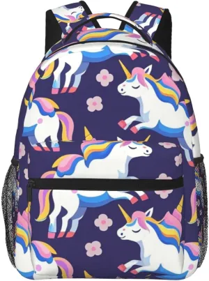 Lightweight Daypack Bookbag for Trekking Business Walking Cycling - Big Capacity Anti-Theft Multipurpose Carry On Bag, Magical Unicorn Art Business Computer Bag