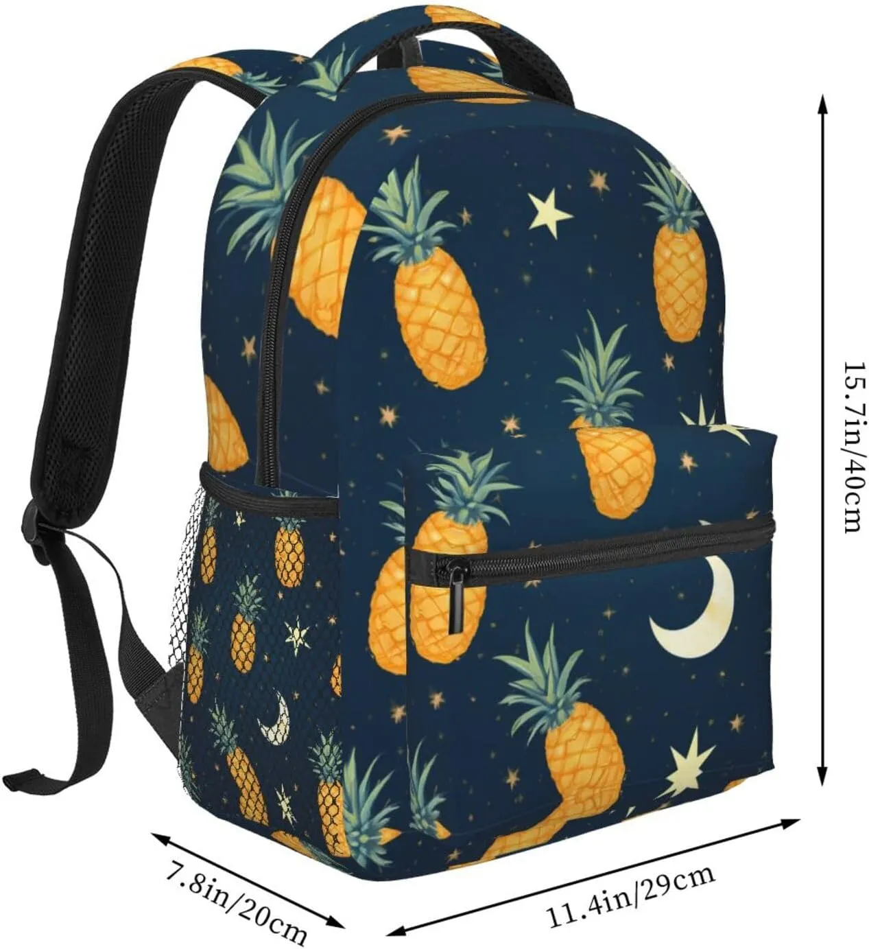 Lightweight Daypack Bookbag for Trekking Business Walking Cycling - Big Capacity Anti-Theft Multipurpose Carry On Bag, Starry Star Pineapple Moon Sky Blue Art Business Computer Bag