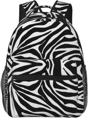 Lightweight Daypack Bookbag for Trekking Business Walking Cycling - Big Capacity Anti-Theft Multipurpose Carry On Bag, Zebra Stripe Art Business Computer Bag