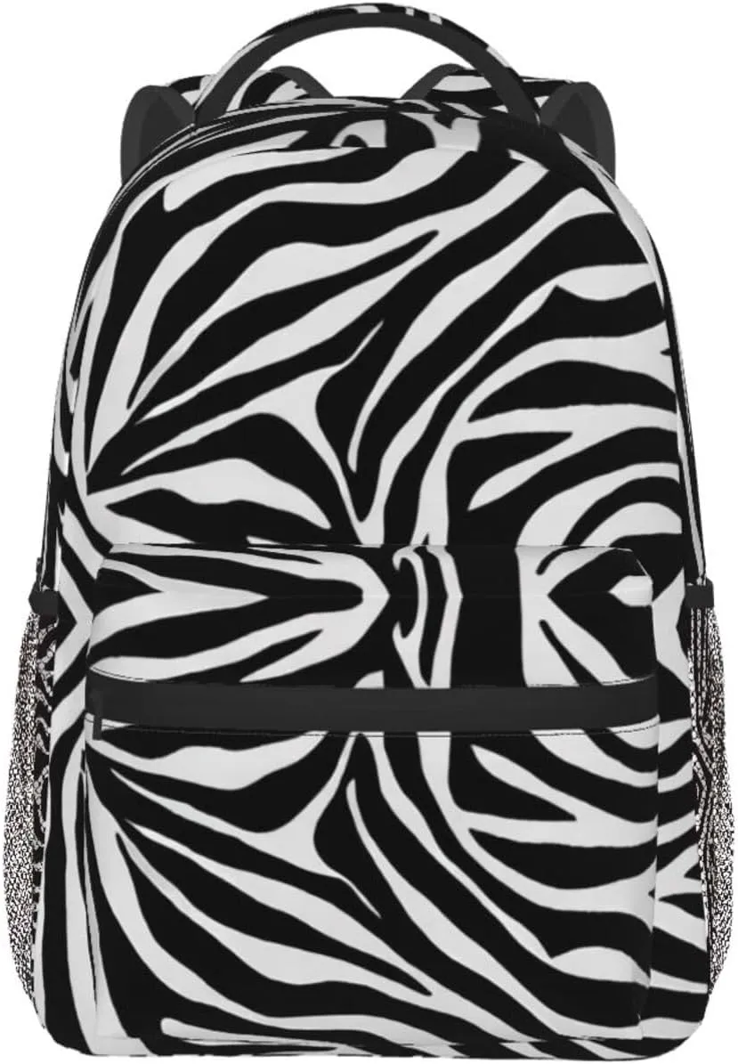 Lightweight Daypack Bookbag for Trekking Business Walking Cycling - Big Capacity Anti-Theft Multipurpose Carry On Bag, Zebra Stripe Art Business Computer Bag