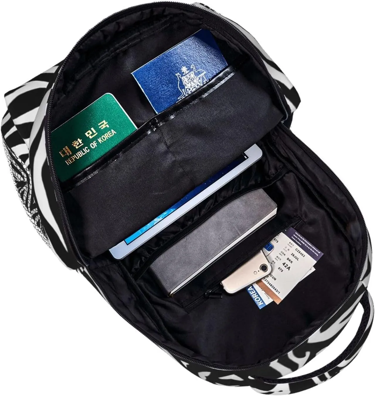 Lightweight Daypack Bookbag for Trekking Business Walking Cycling - Big Capacity Anti-Theft Multipurpose Carry On Bag, Zebra Stripe Art Business Computer Bag