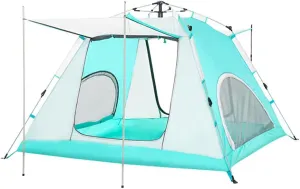 Lightweight Instant Pop Up Tent for 3 to 4 Person Automatic Opening Hydraulic Double Layer Portable Automatic Tent Family Camping Tent with Porch