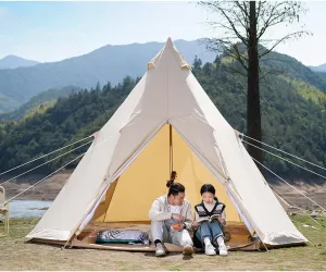 Lightweight Teepee Camping Tent Pyramid Tent for Mountaineering Hiking Camping 5-8 Person Family Camping Teepee Tent