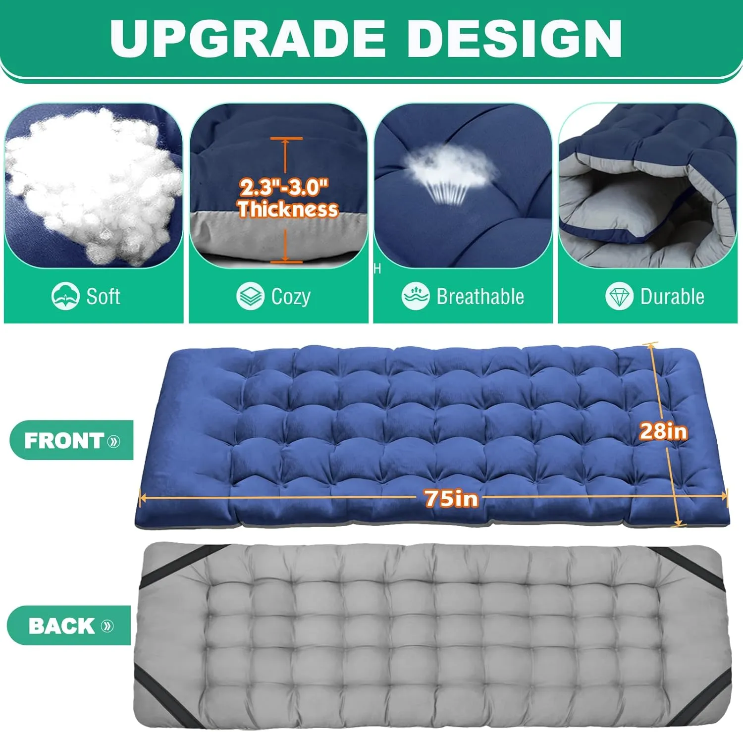 LILYPELLE Folding Camping Cot, Heavy Duty Sleeping Cots with Carry Bag, Double Layer Oxford Portable Travel Camp Cots for Home, Office Nap and Outdoor Beach
