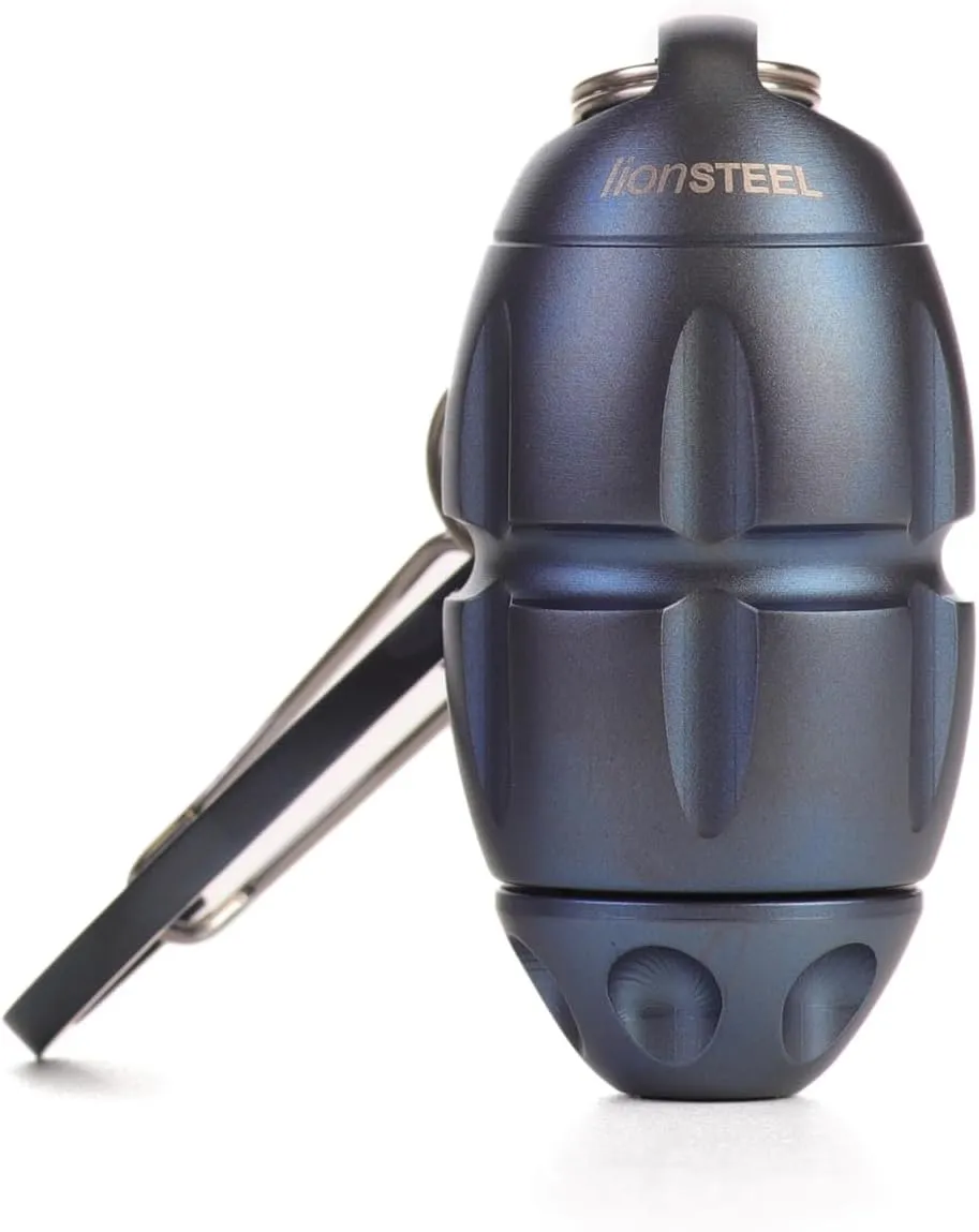 LionSTEEL EGGIE Titanium Multitool for Knife Maintenance, 4 Torx Sizes, Screwdriver, Carabiner, Anodized Blue, Bronze, or Silver, Made in Italy (Blue)