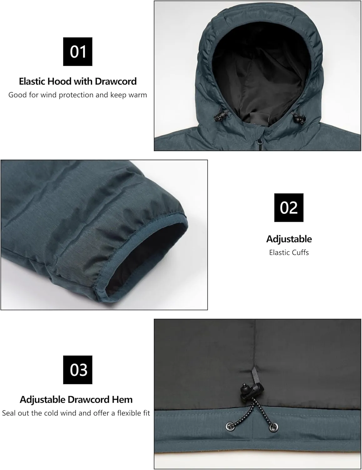 Little Donkey Andy Men's Warm Waterproof Puffer Jacket Hooded Windproof Winter Coat with Recycled Insulation