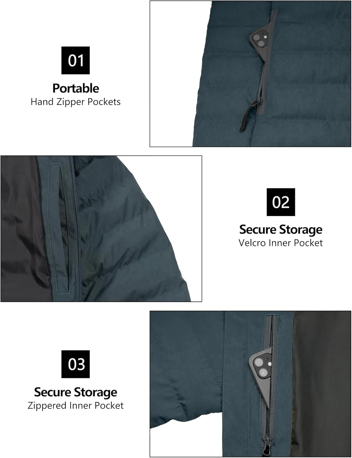 Little Donkey Andy Men's Warm Waterproof Puffer Jacket Hooded Windproof Winter Coat with Recycled Insulation
