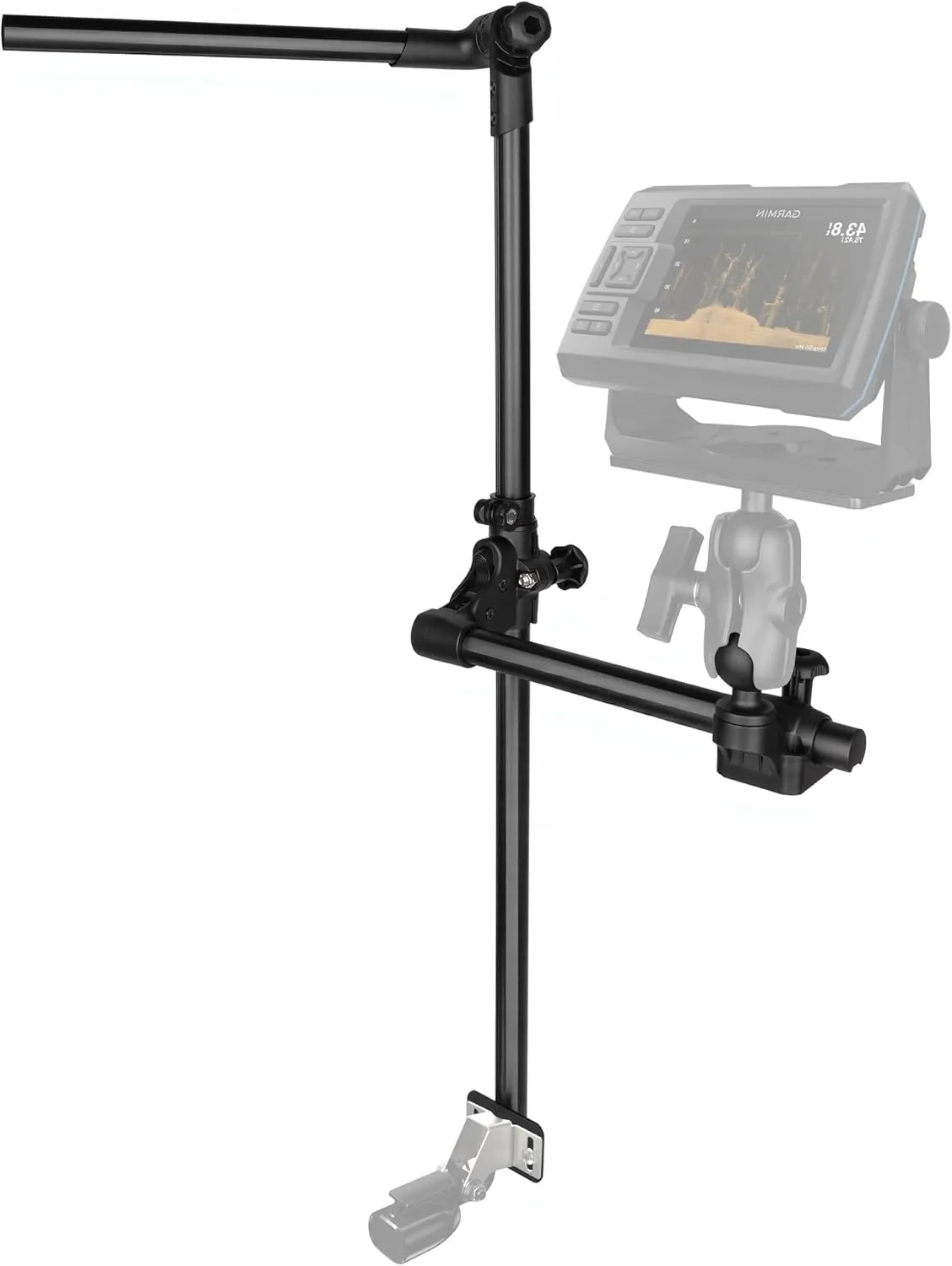 Livescope Transducer Pole Mount for Kayak/Boat, 360° Adjustable Live Scope Pole with Drill-Down Base, Marine-Grade Aluminum Mount for Fish Finder , 1.5'' Ball for RAM Mounts