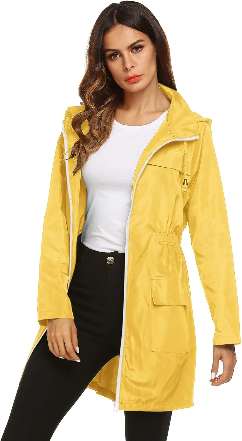 Lomon Women Waterproof Lightweight Rain Jacket Active Outdoor Hooded Raincoat