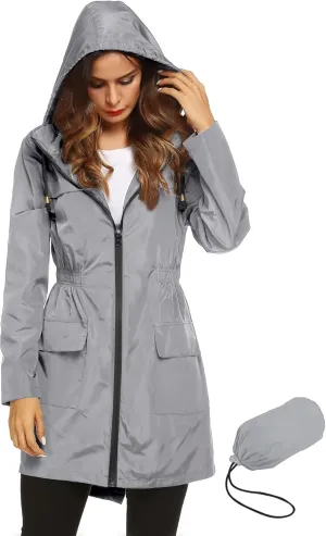 Lomon Women Waterproof Lightweight Rain Jacket Active Outdoor Hooded Raincoat