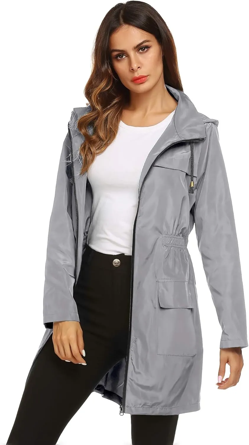 Lomon Women Waterproof Lightweight Rain Jacket Active Outdoor Hooded Raincoat