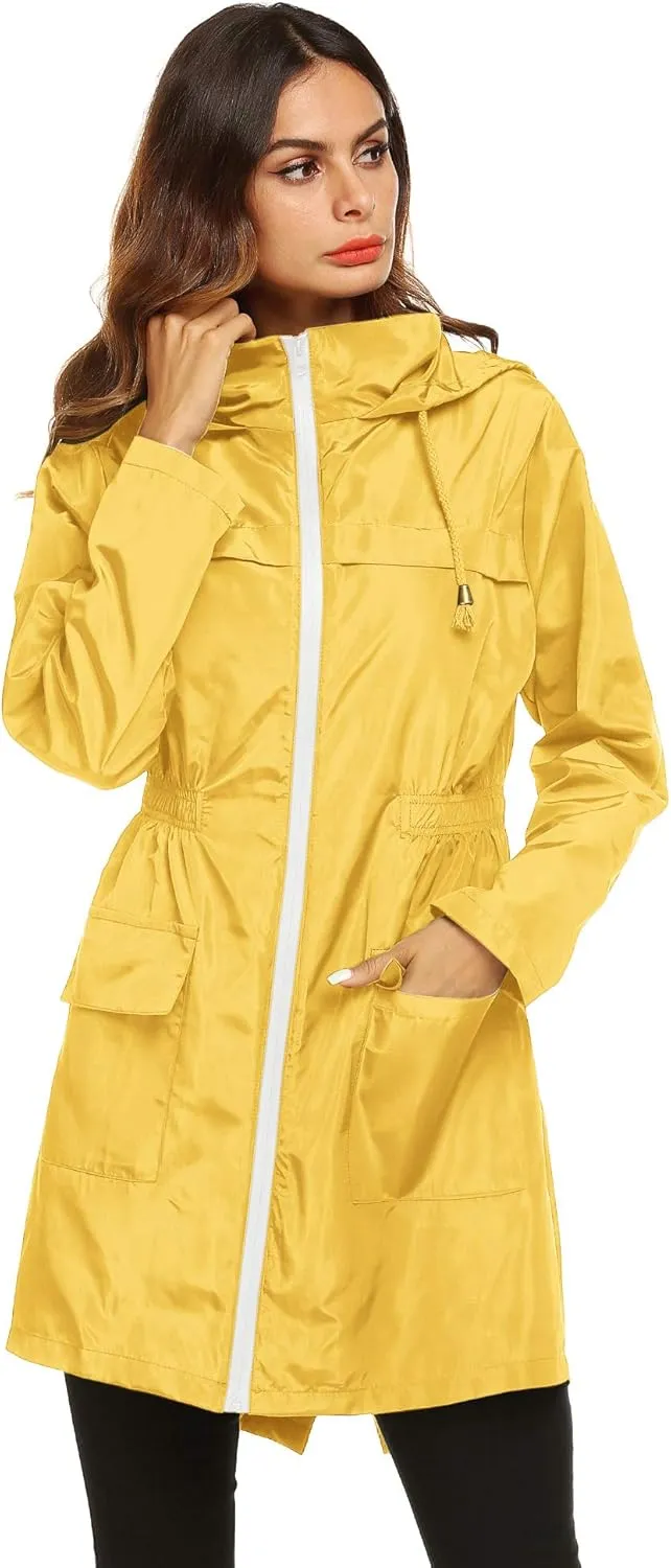 Lomon Women Waterproof Lightweight Rain Jacket Active Outdoor Hooded Raincoat