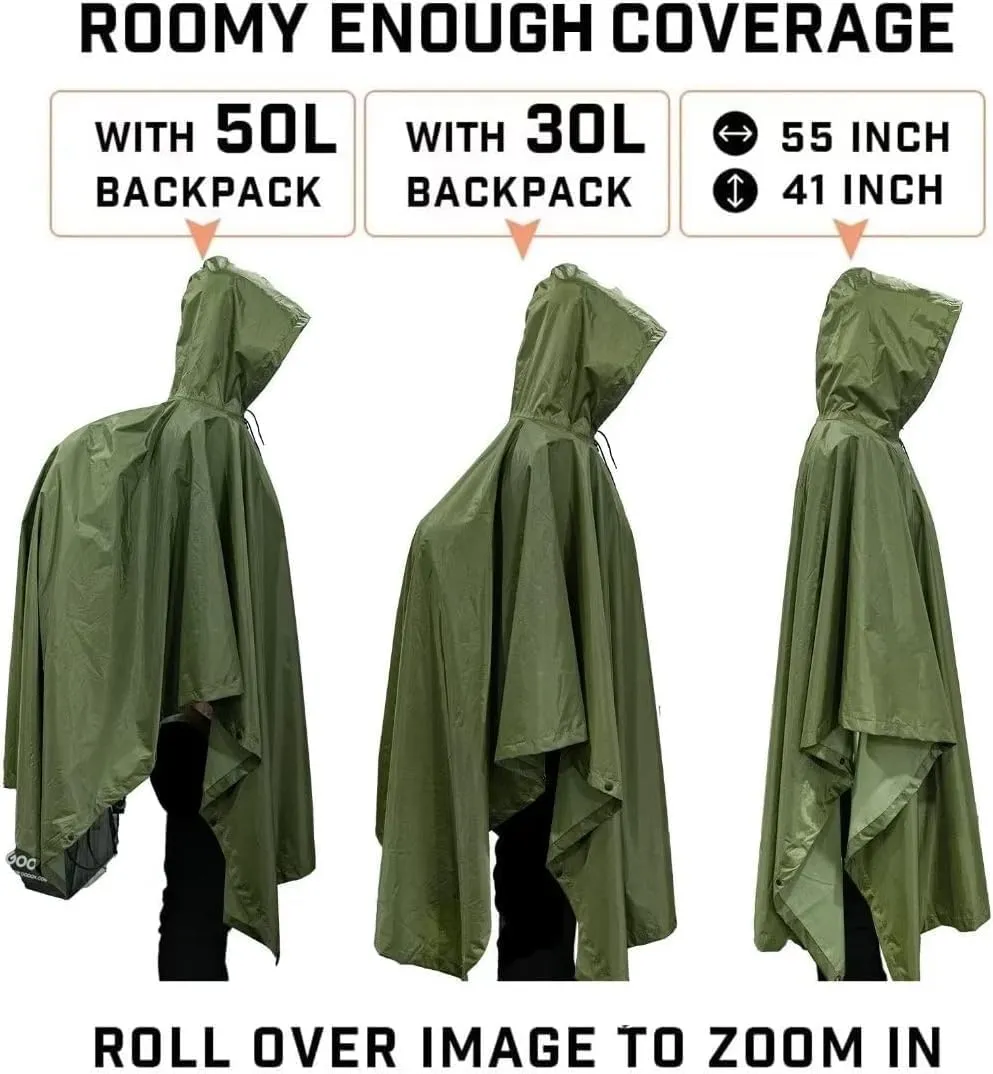 LOOGU Camo Rain Poncho with Hood Waterproof Lightweight Raincoat Rain Gear Men Women Outdoor Camping Hunting Hiking Fishing