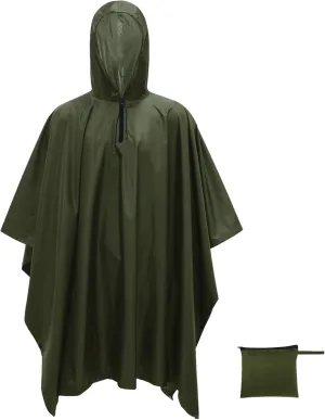 LOOGU Camo Rain Poncho with Hood Waterproof Lightweight Raincoat Rain Gear Men Women Outdoor Camping Hunting Hiking Fishing