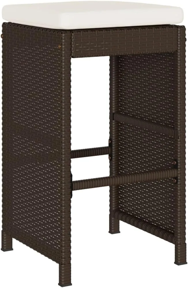 Lounging Chair Camping Chair Beach Chair Lounge Chair - Patio Bar Stools with Cushions 2 pcs Brown Poly Rattan for Terrace Park Outside Garden