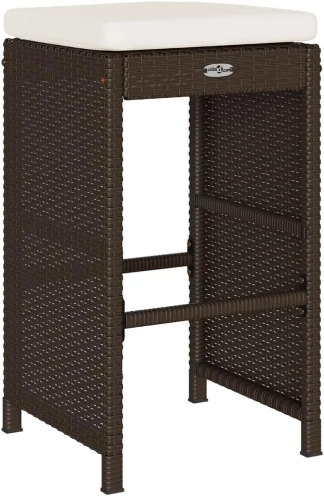 Lounging Chair Camping Chair Beach Chair Lounge Chair - Patio Bar Stools with Cushions 2 pcs Brown Poly Rattan for Terrace Park Outside Garden