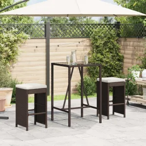 Lounging Chair Camping Chair Beach Chair Lounge Chair - Patio Bar Stools with Cushions 2 pcs Brown Poly Rattan for Terrace Park Outside Garden