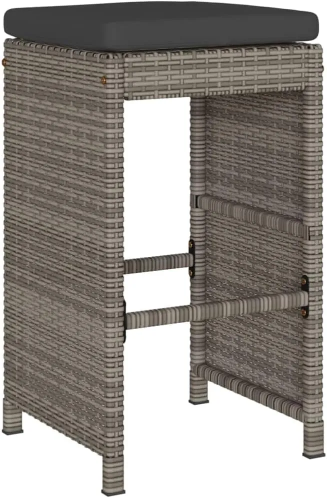 Lounging Chair Camping Chair Beach Chair Lounge Chair - Patio Bar Stools with Cushions 2 pcs Gray Poly Rattan for Terrace Park Outside Garden