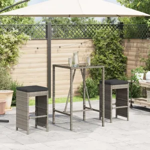 Lounging Chair Camping Chair Beach Chair Lounge Chair - Patio Bar Stools with Cushions 2 pcs Gray Poly Rattan for Terrace Park Outside Garden