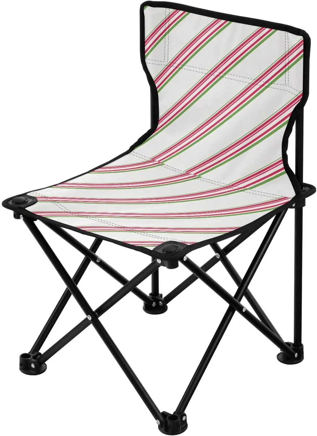 Lovely Line White Green Peach Foldable Heavy Duty Camping Chairs Ultralight Backpack Beach Chairs for Adults Includes Carry Bag