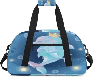 Lovely Shark Gym Duffel Bag for Men Women Shark Sports Tote Bag with Adjustable Shoulder Strap for Dance Gymnastics Traveling Outdoor Camping Overnight Stay