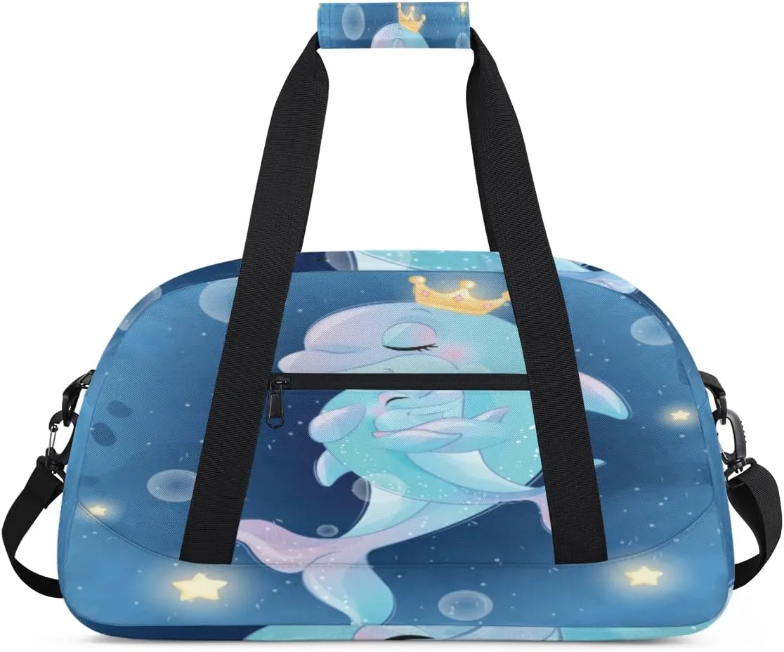 Lovely Shark Gym Duffel Bag for Men Women Shark Sports Tote Bag with Adjustable Shoulder Strap for Dance Gymnastics Traveling Outdoor Camping Overnight Stay