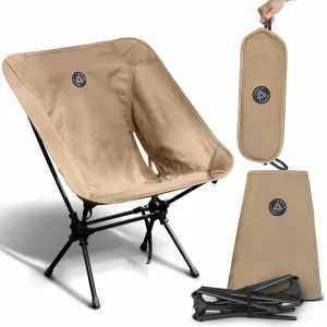 Low Back Ultralight Folding Camping Chairs With Storage Pouch - Khaki by YATTA