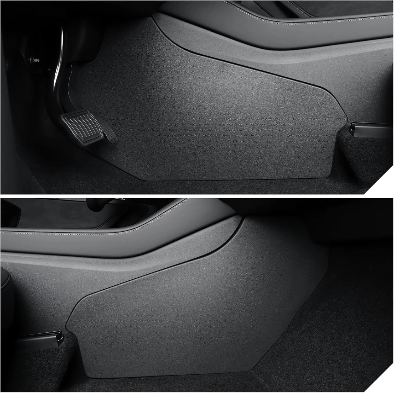 LUCKEASY 2PCS Center Console Side Anti-Kick Mats for Tesla Model Y 2021 2022 2023 2024 1st Row Seat Side Pads Waterproof Easy Install Easy Clean TPE Material Black