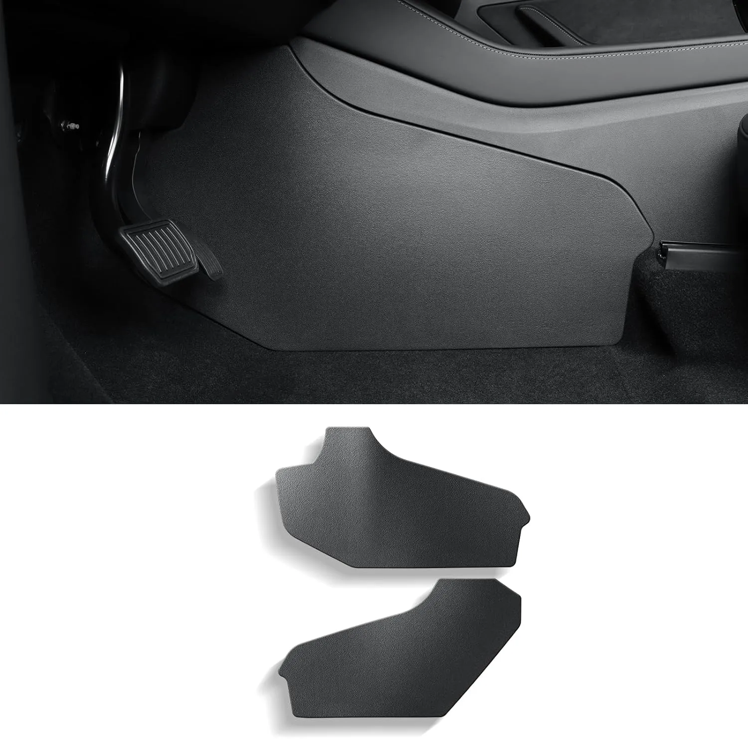 LUCKEASY 2PCS Center Console Side Anti-Kick Mats for Tesla Model Y 2021 2022 2023 2024 1st Row Seat Side Pads Waterproof Easy Install Easy Clean TPE Material Black