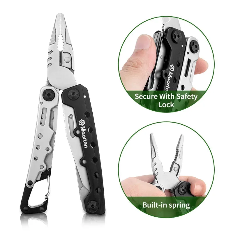 MAARTEN 11-in-1 Stainless Steel Multitool Pliers with Safety Lock