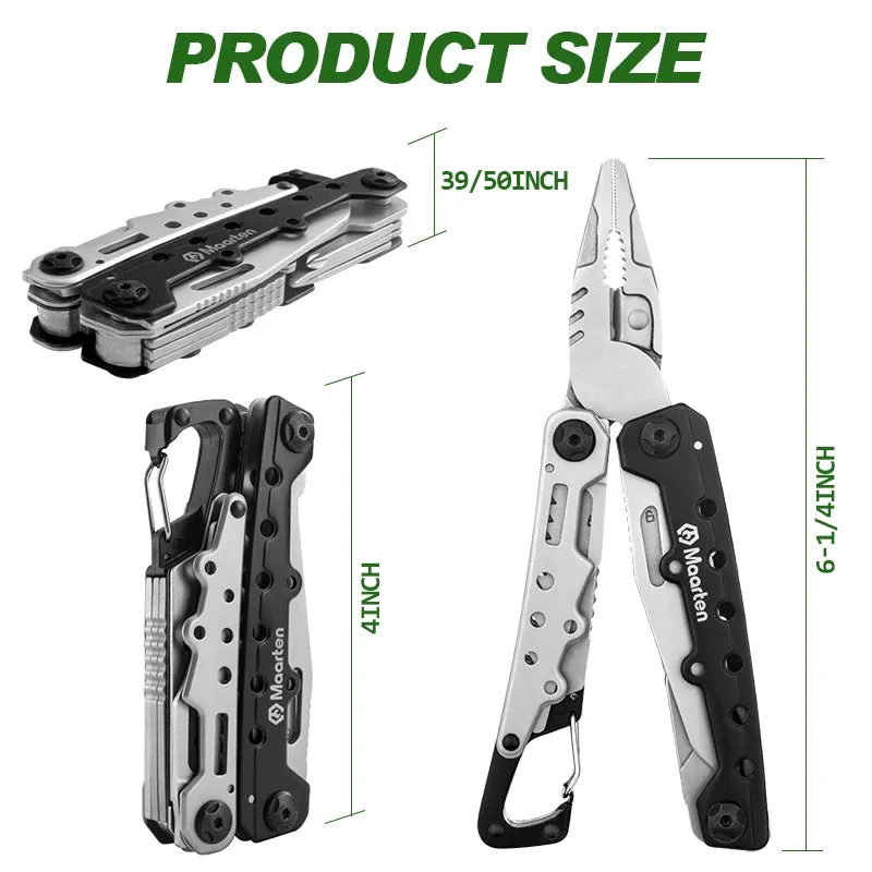 MAARTEN 11-in-1 Stainless Steel Multitool Pliers with Safety Lock