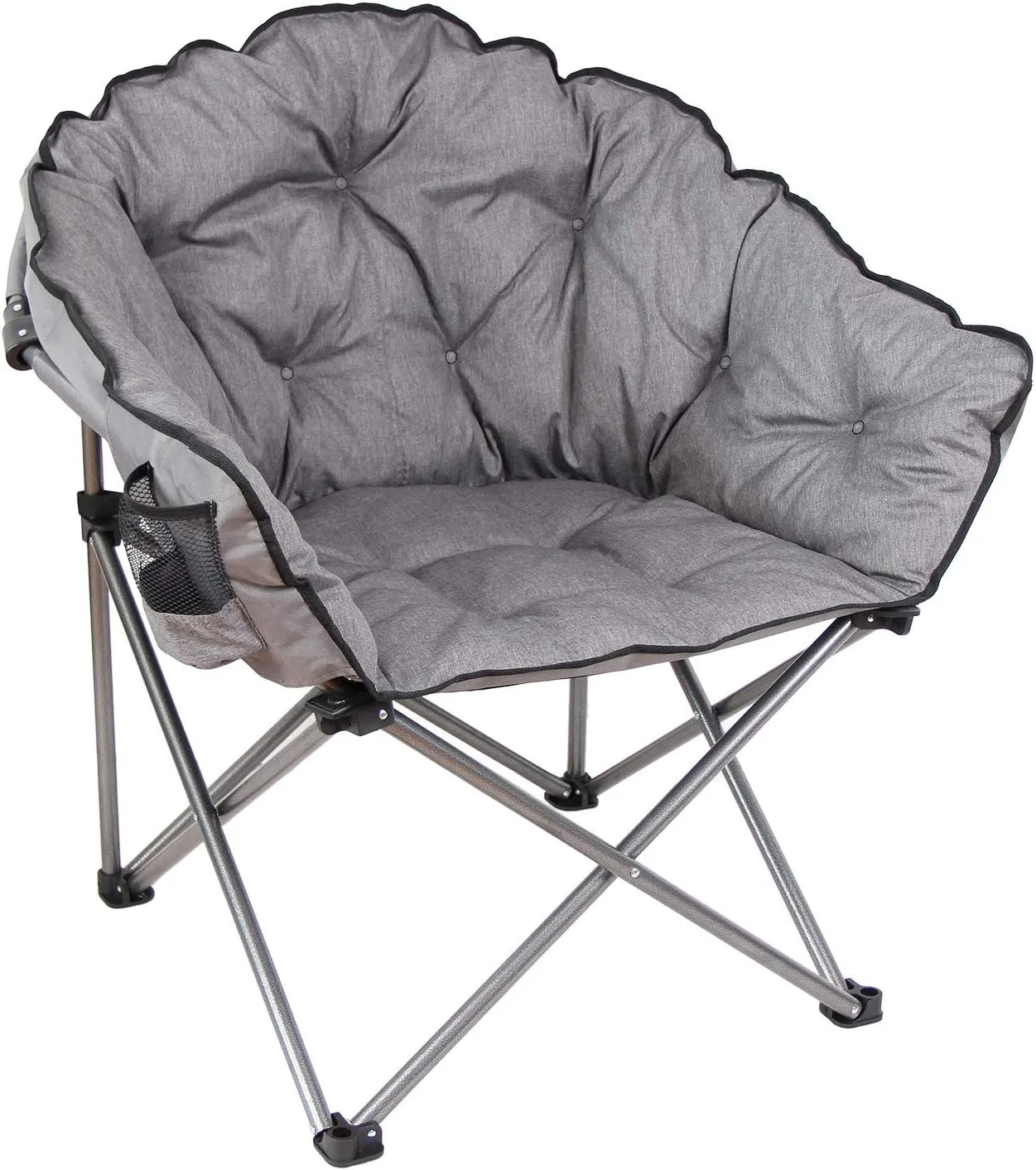 MacSports C932S-129 Padded Cushion Outdoor Folding Lounge Patio Club Chair, Gray