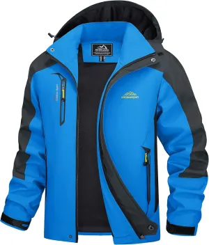 MAGCOMSEN Men's Waterproof Rain Jacket with Hood Windbreaker 4 Pockets Raincoat for Hiking Camping Fishing Travel