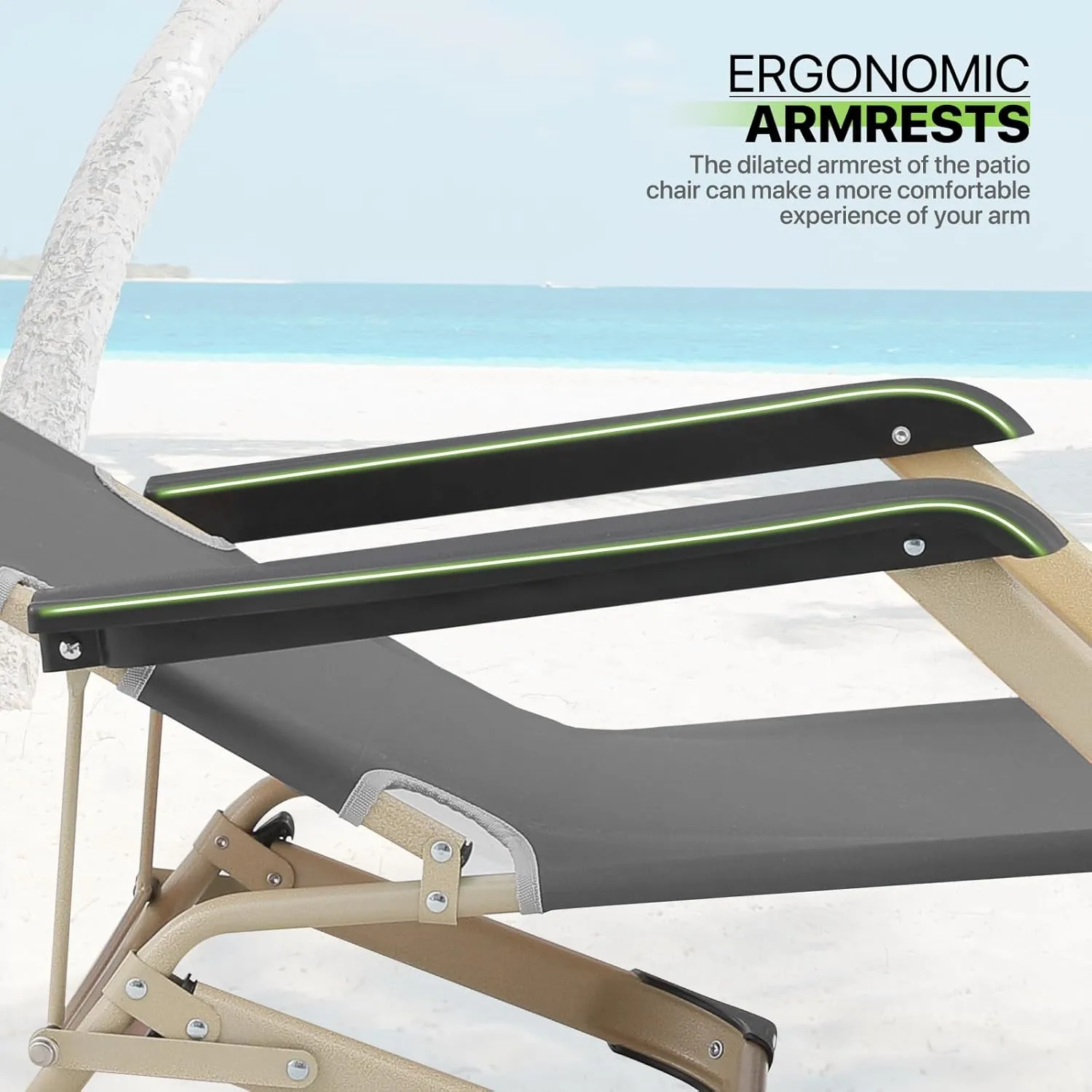 Magshion Outdoor Folding Chaise Lounge Chair 2 Pack Portable Lightweight Reclining Lounge Chair with Adjustable Backrest and Headrest for Outside Patio Pool Side, 300 lbs (Grey)
