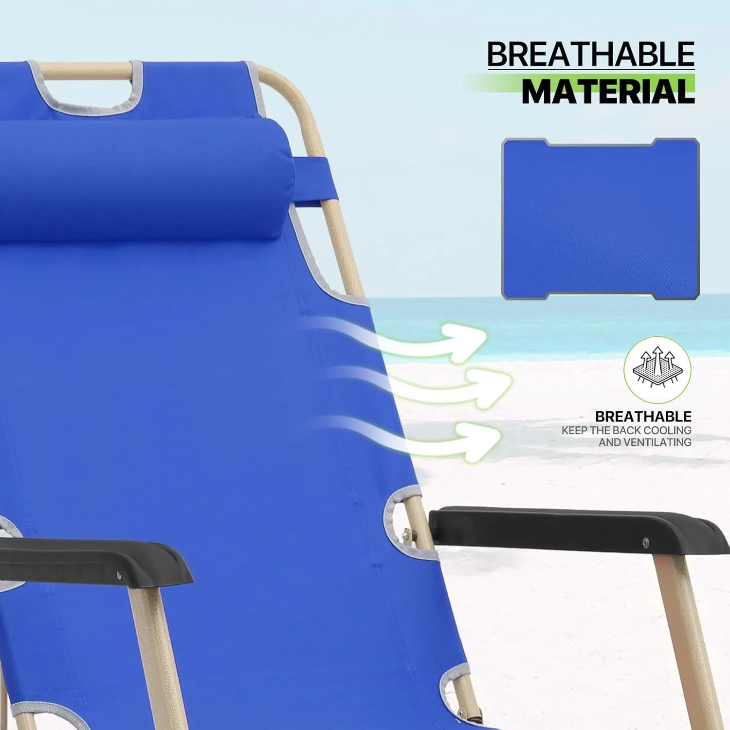 Magshion Patio Folding Lawn Lounge Chairs 2 Pack, Outdoor Reclining Chair with for Yard Camping, 330 lbs Weight Capacity, Blue