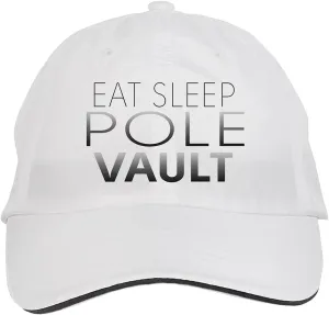 Makoroni - EAT Sleep Pole Vault Hat Adjustable Cap, DesZ13 White