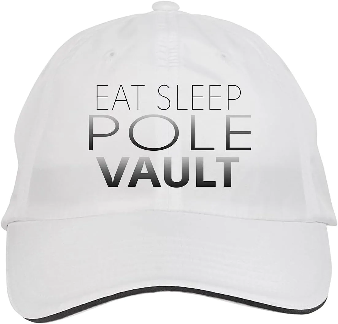 Makoroni - EAT Sleep Pole Vault Hat Adjustable Cap, DesZ13 White