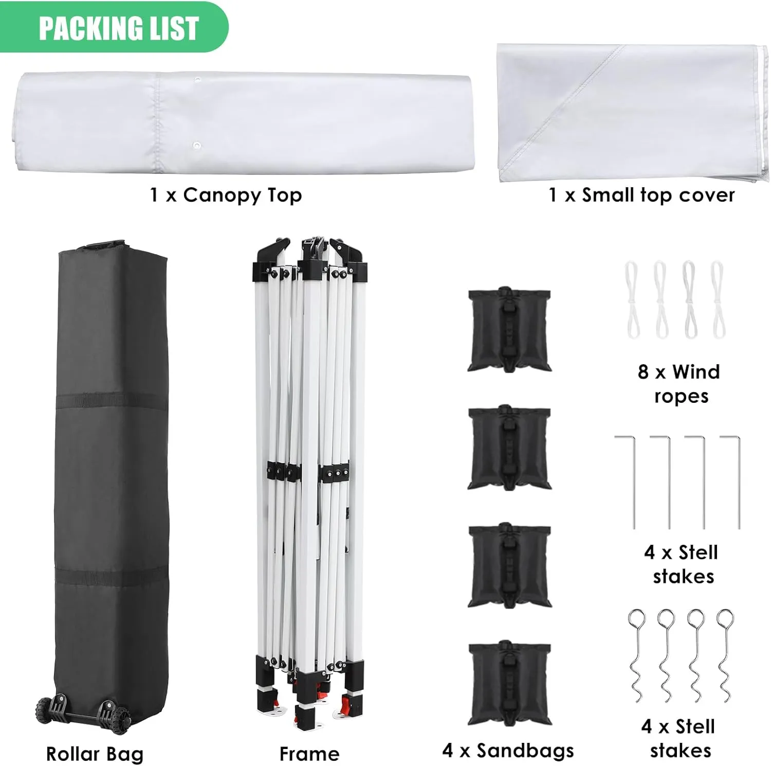 MAMIZO 12x12 Easy Set-up Canopy Tent, Instant Outdoor Straight Leg Canopy w/Auto Extending Eaves, One Person Folding Commercial Shelter w/Upgraded Wheeled Bag, 144 sq.ft Sun Shade (White)