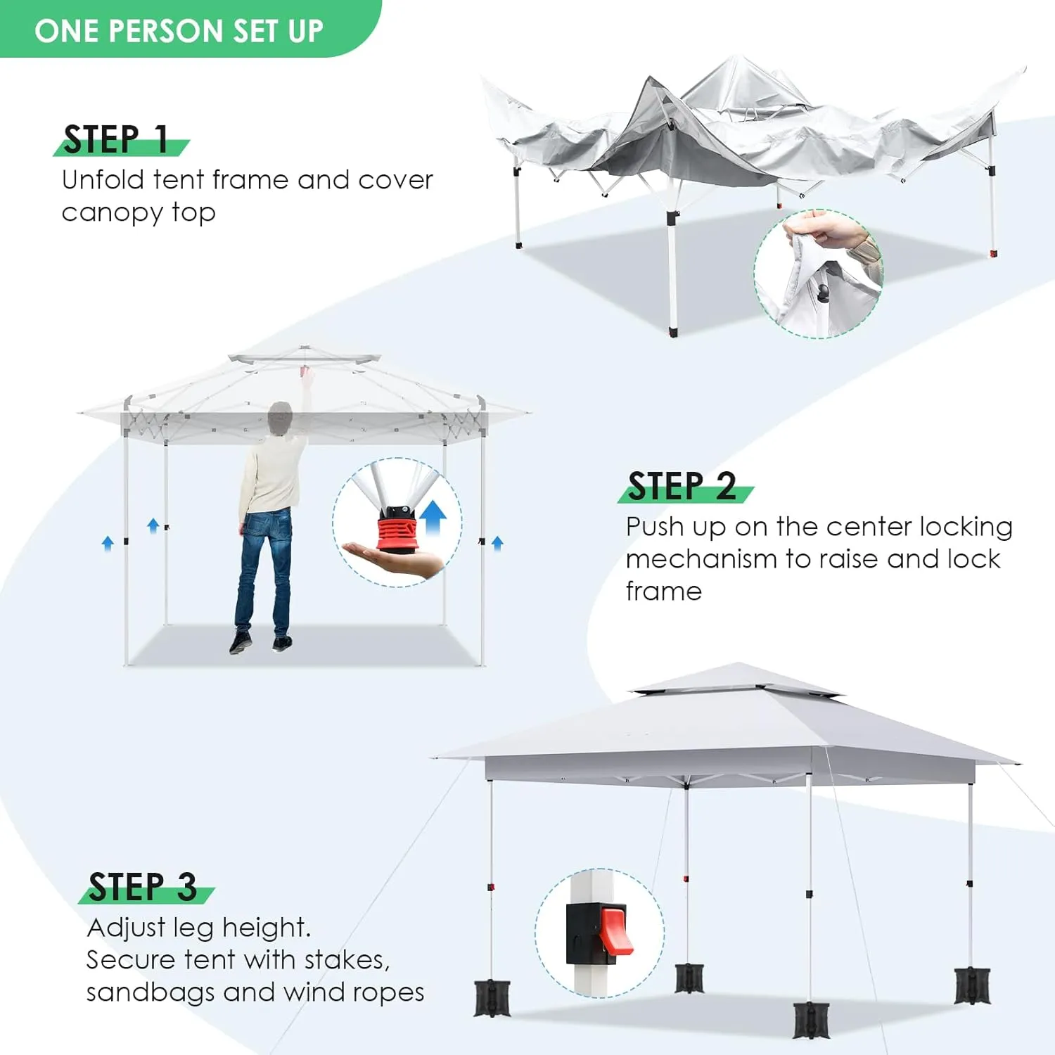 MAMIZO 12x12 Easy Set-up Canopy Tent, Instant Outdoor Straight Leg Canopy w/Auto Extending Eaves, One Person Folding Commercial Shelter w/Upgraded Wheeled Bag, 144 sq.ft Sun Shade (White)