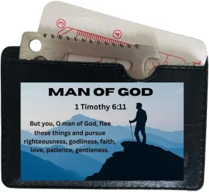 Man of God Credit Card Multitool, 10-Pack, Stainless Steel 11-in-1 Tool with Bible Verse, Church Gift Set