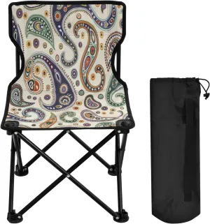 Mandala Colorful Flower Pattern Portable Outdoor Folding Chair Anti-Slip Padded Oxford Cloth Stool Camping Chair Small for Beach Hiking Fishing Gardening Quad Camp Chair